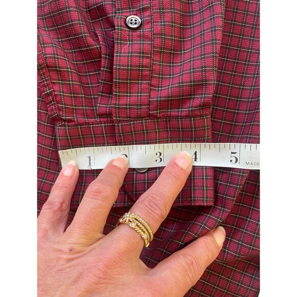 Claiborne Men's Red Plaid button down dress shirt size 16-1/2 32-33 Large - Picture 12 of 13